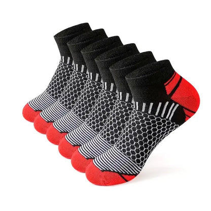 6 pares de meias esportivas curtas masculinas - que absorvem a umidade, respiráveis, meias esportivas para todas as estações