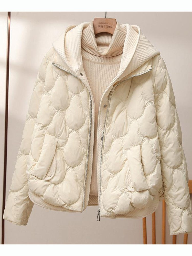 Fitshinling Fashion New In Warm Parkas Coat Outerwear Women Clothing Fake Two-piece Cotton Padded Quilted Winter Jacket Female