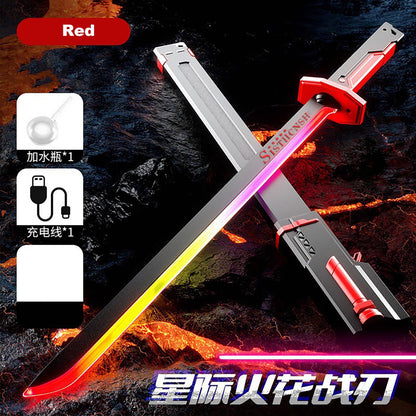 NEW Colorful Streamer Glowing Sword Toys with Spark & Smoke Effect Light Sword Toy for Kids Christmas Birthday Gift Holiday Prop