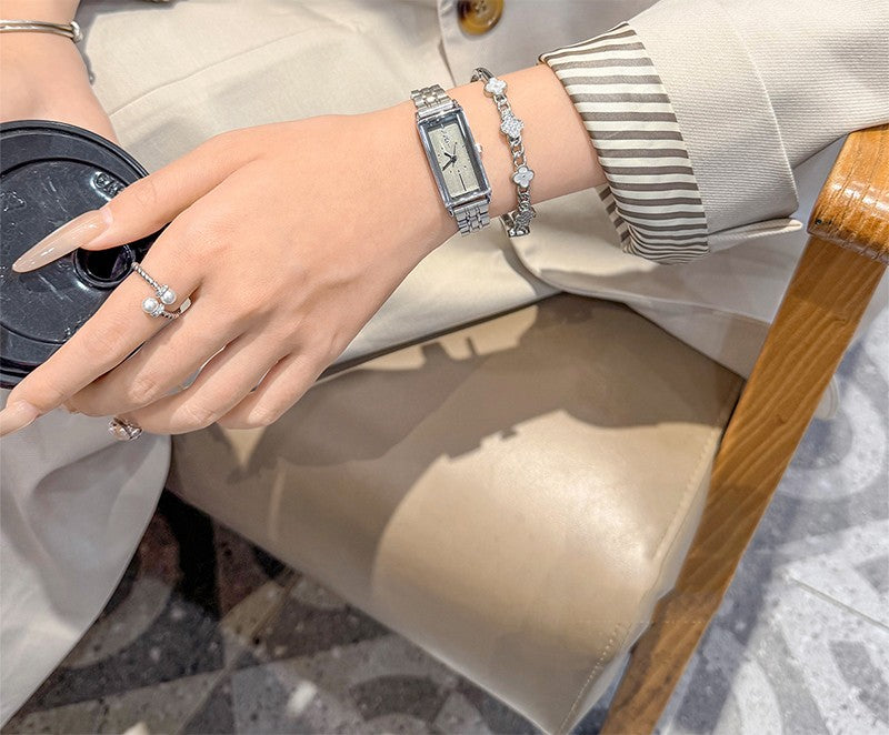 GEDI Square Watch Stainless Steel Gold Vintage Watches for Woman Luxury Elegant Waterproof Quartz Wristwatch Gifts Girlfriend