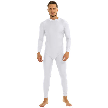 Mens Full Body Spandex Zentai Suit Black Long Sleeve Unitard Adult Zipper Back Footless Ballet Dancewear Bodysuit Costumes