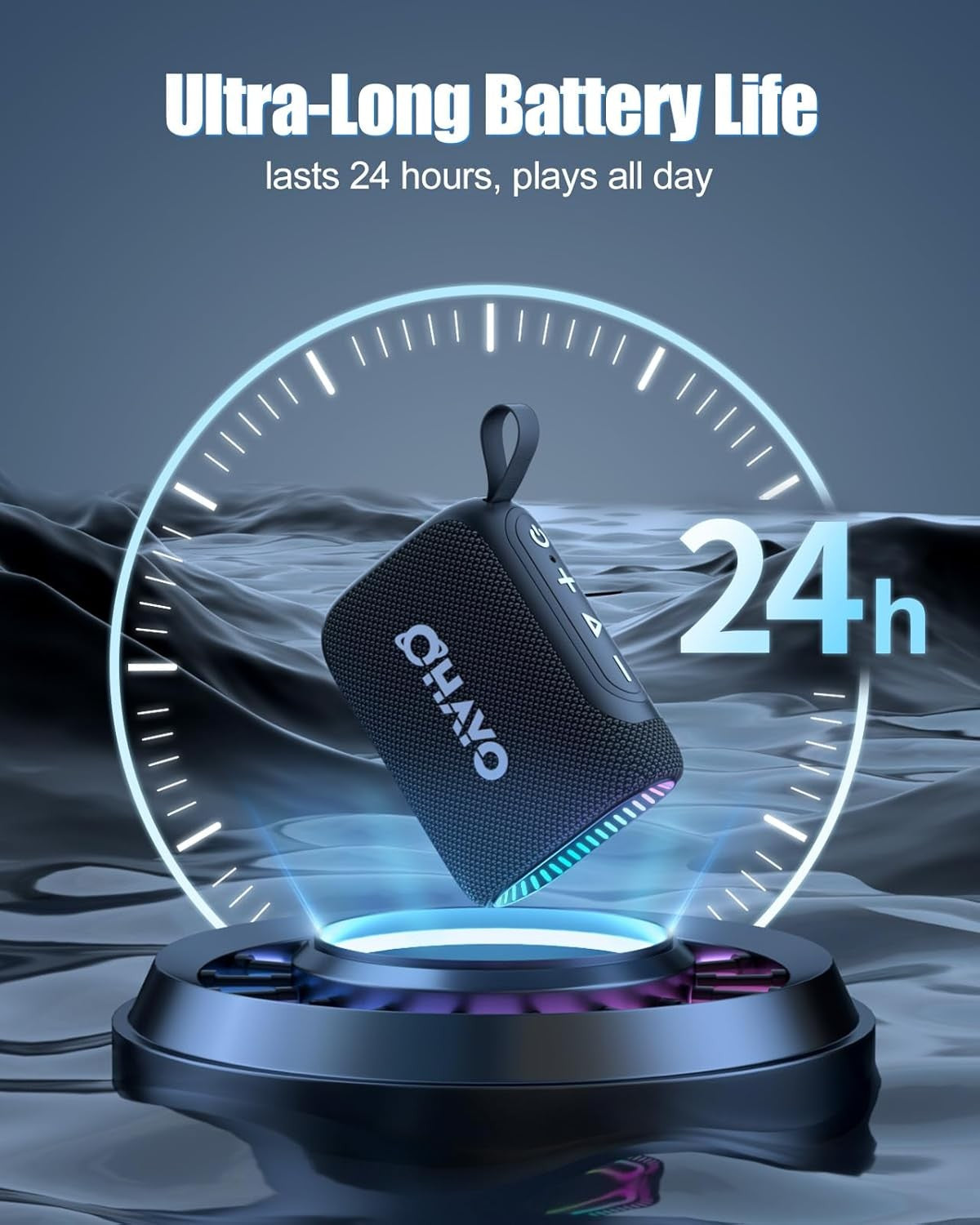 Ohayo S5 Bluetooth Speaker,Ultra Portable, Up to 24H Playtime,IP67 Waterproof and Dustproof,Powerful Sound for Hiking and Biking