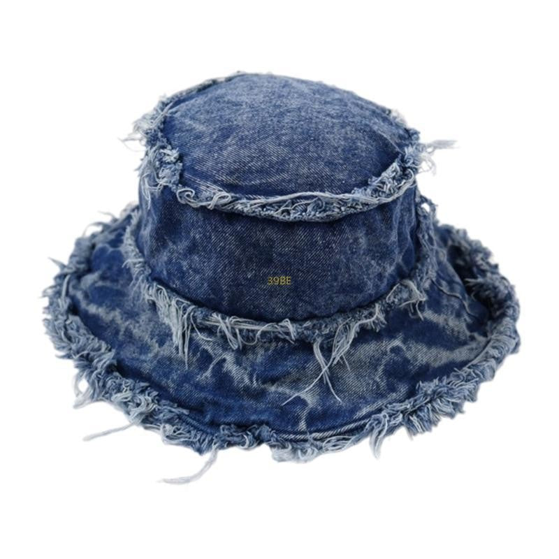 Chapéu Bucket Desfiado para Adulto, de Férias, Primavera, Proteção Solar, Chapéu de Pescador Desgastado
