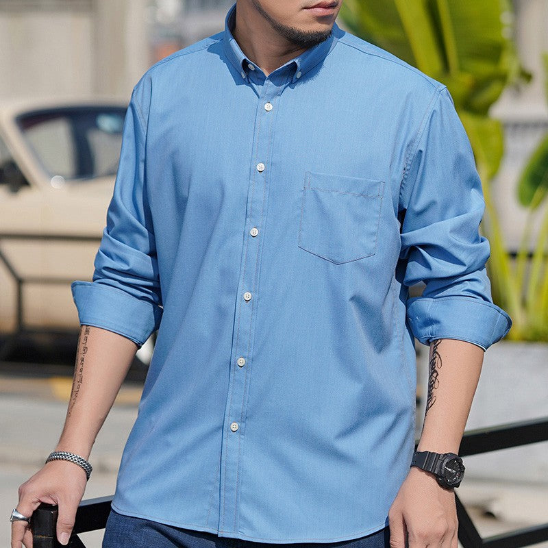 Men Shirt Denim Oversize 6XL 7XL 8XL 10XL Plus Size Fashion Casual Cowboy Blue Pockets Loose Long Sleeve Cotton High Quality