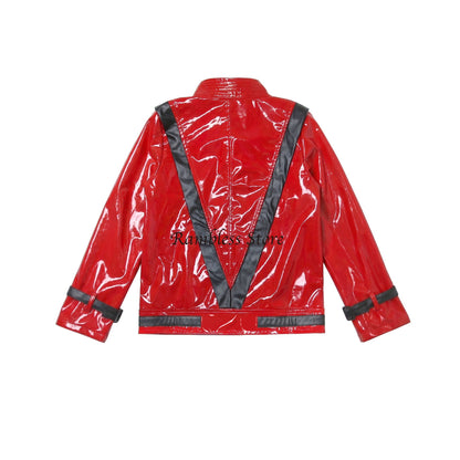 Red Jackets for Michael Jackson Cos Dancing Clothes Children Kids Halloween Purim MJ Dancer King Cos Performance Suits