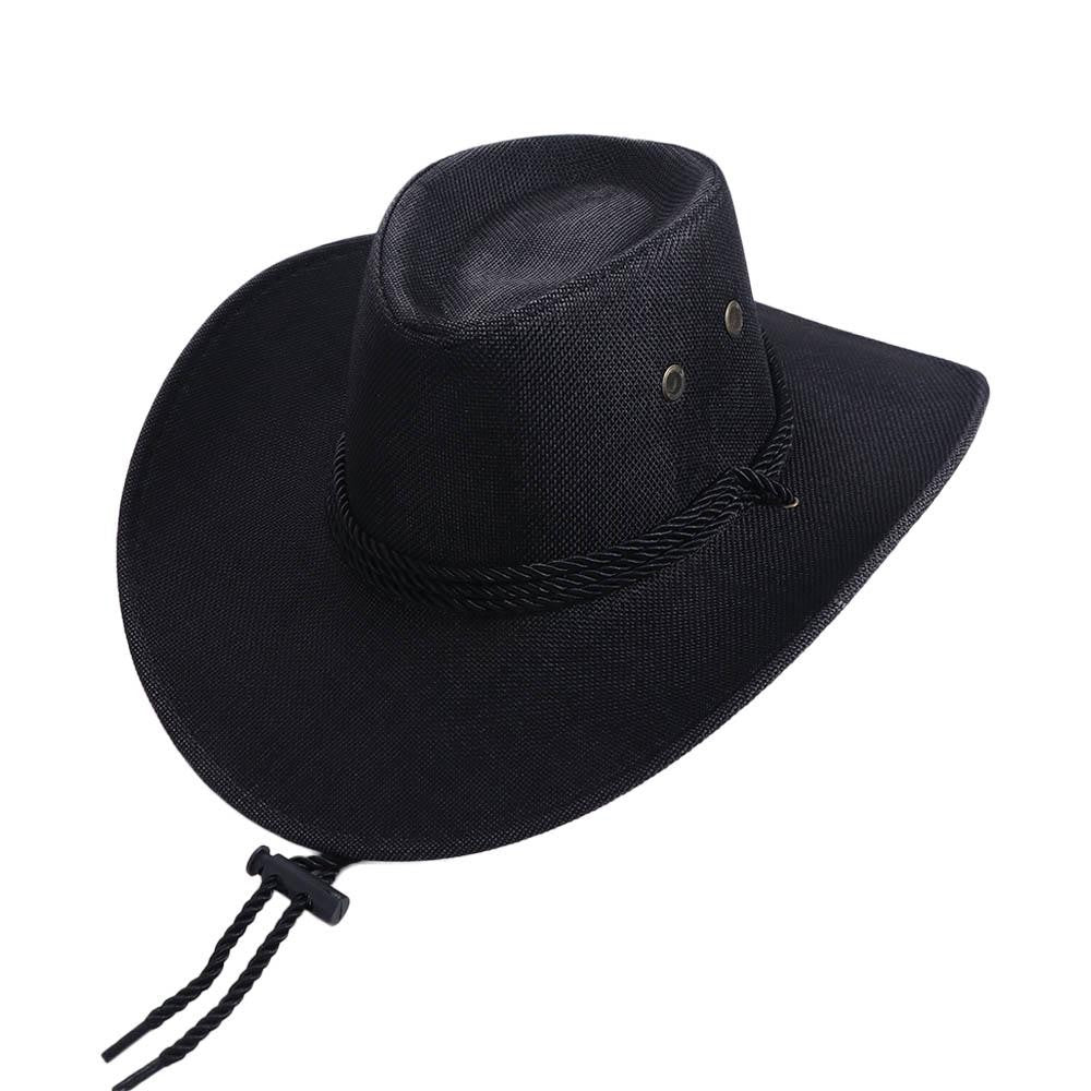 Elegant Linen Western Cowboy Hat Wide Brim Beach Cap Summer Sun Hat Sun Protection Cap Climbing Hat Beach Sunscreen Cap Men/Male