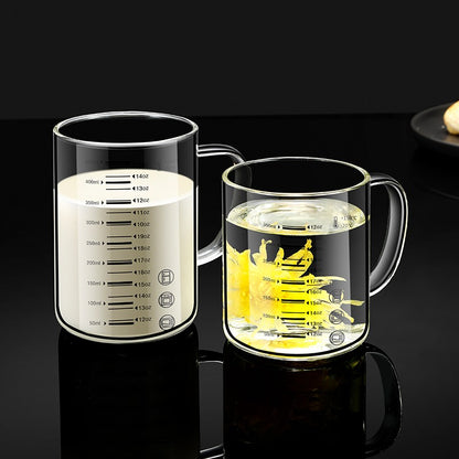 Y-244 Copo de Leite Caneca de Café Copo Medidor Graduado com Alça de Vidro Borossilicato Copos Medidores de Qualidade Alimentar Multifuncionais