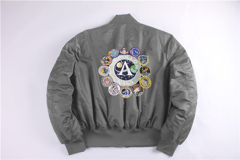 Winter bomber flight jacket vintage MA-1 APOLLO men coat streetwear warm varsity hip hop baseball letterman pilot us air force