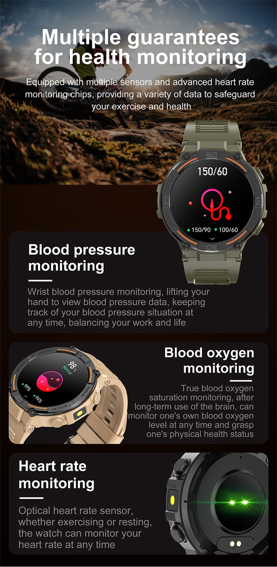 Smartwatch Militar de Outdoor 2025 Novo GPS Display Ultra HD de 1.52" Chamada Bluetooth Frequência Cardíaca IP69K À Prova D'água AI Smartwatch Masculino