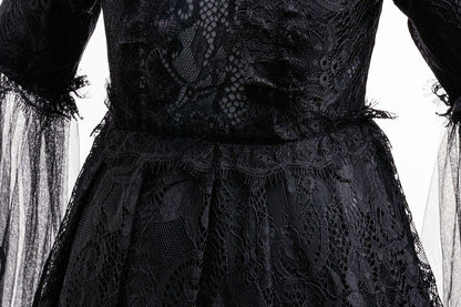 Halloween Costume Cartoon Maleficent Cosplay Dress Fancy Witch Disguise Robe Carnival Devil Queen Dot Tulle Frock