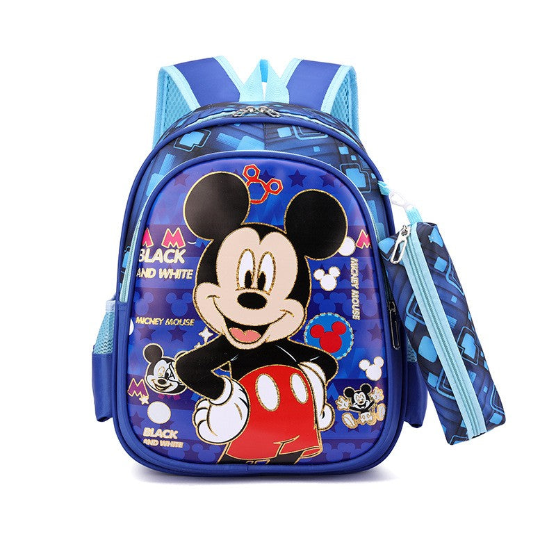Disney Spiderman Unisex Backpacks Large Capacity Gilding Print Schoolbag For Children's Gifts With Pen Case