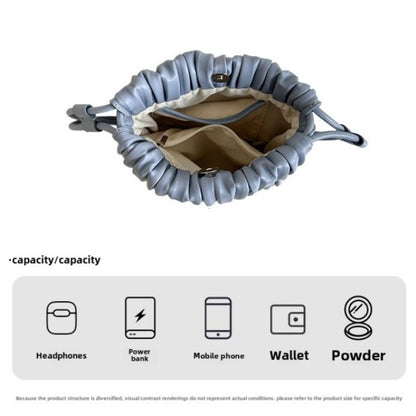 Summer Fashion New Crossbody Bag Women's PU Single Shoulder Mini Bag Luxury Versatile Pleated Casual Small Square Bag Handbags