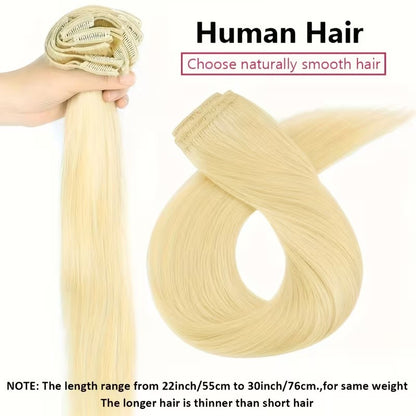 Extensões de Cabelo Humano Loiro Mel 613 com Clip de 26 a 28 Polegadas Liso Brasileiro Remy 8 Peças com Clip Para Mulheres