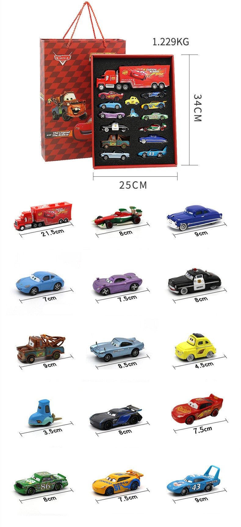 Disney Pixar Carros McQueen Mater Mack Tio Caminhão Liga Diecast Carro 1:55 Modelo Radiator Springs Cidade 11/6/4 Pçs Caixas de Carro Presente