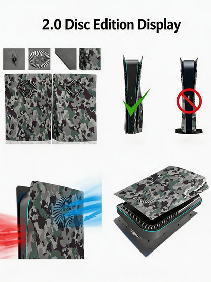 For PS5 Disc Edition Cooling Vent Faceplate Console Cover Camouflage Skin For Playstation 5 Console Replacement Backplate Shell