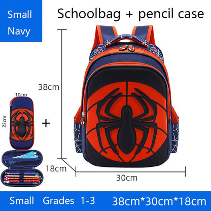 Mochila de Aranha+Estojo para Lápis para Meninos, Mochila Escolar Infantil para Ensino Fundamental, Mochila Cartoon Impermeável para Primária