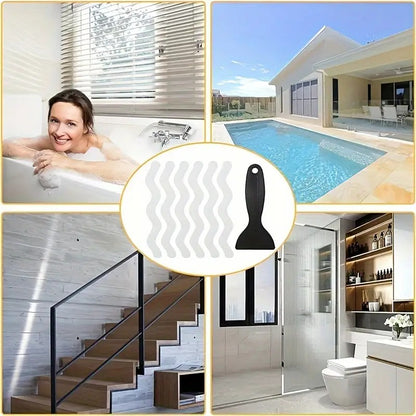 24 peças de tiras antiderrapantes coloridas em forma de S para chuveiro, banheira, escada, chão, fita de segurança, tapetes de banheiro, suprimentos de banho