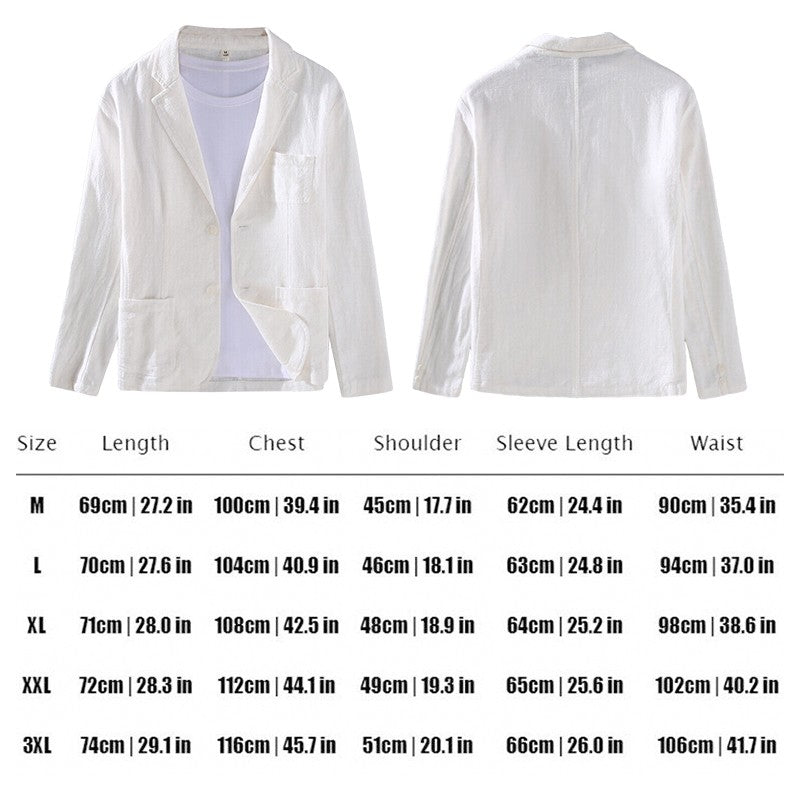 2024 Retro Cotton Linen Men Blazer Coat Beach Wedding Party Suit Spring Summer Fashion Male Formal Business Slim Suit Jacket