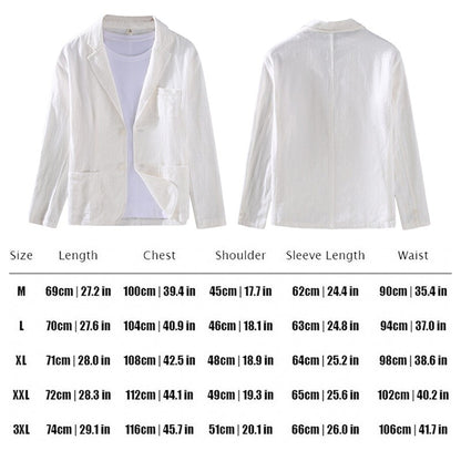 2024 Retro Cotton Linen Men Blazer Coat Beach Wedding Party Suit Spring Summer Fashion Male Formal Business Slim Suit Jacket