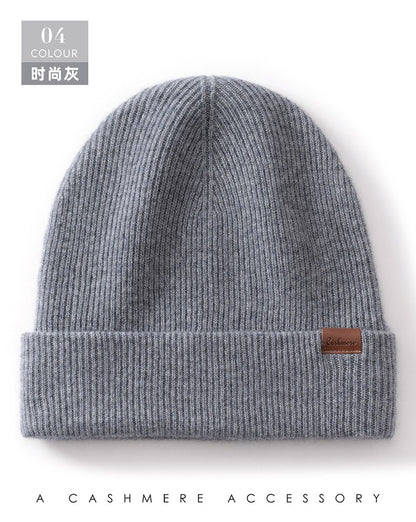 New Autumn Winter 100% Cashmere Hat Knitted Mountaineering Wool Hat Outdoor Skiing Double Layer Men and Women Thickened Warm