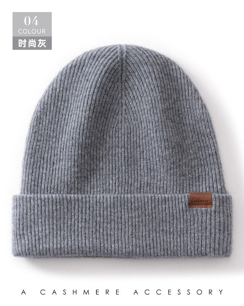 New Autumn Winter 100% Cashmere Hat Knitted Mountaineering Wool Hat Outdoor Skiing Double Layer Men and Women Thickened Warm