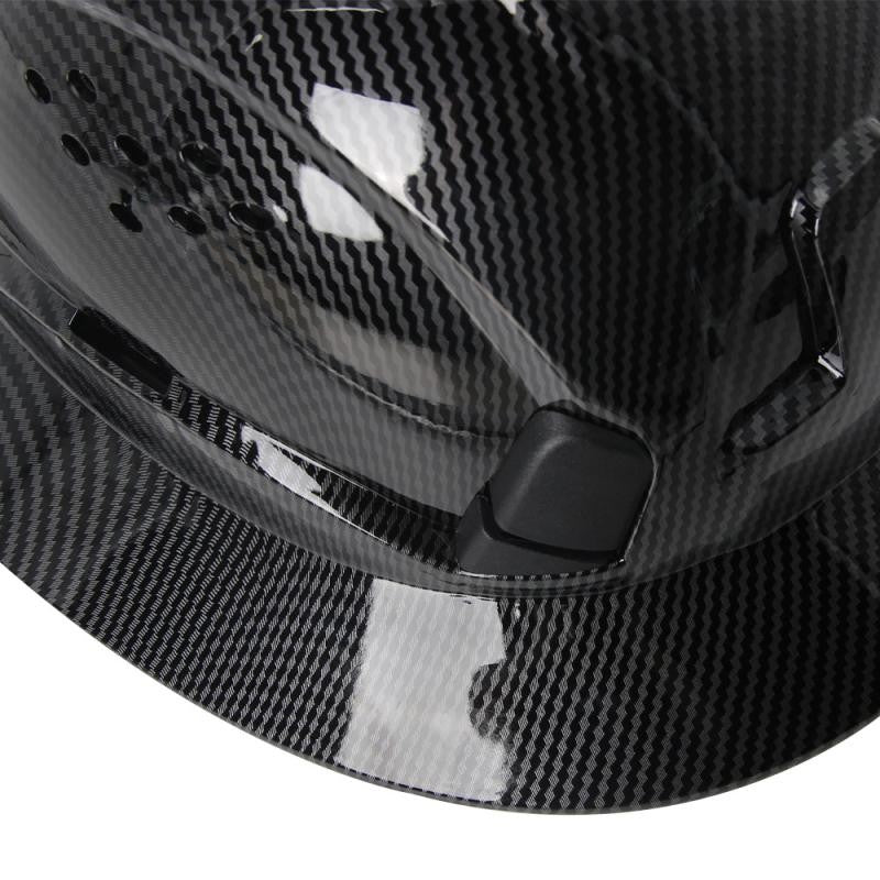 CE Carbon Fiber Full Brim Hard Hat w/ Built In Goggle Triangle Face Towel Construction Engineer  Safety Helmet ABS Safety Cap
