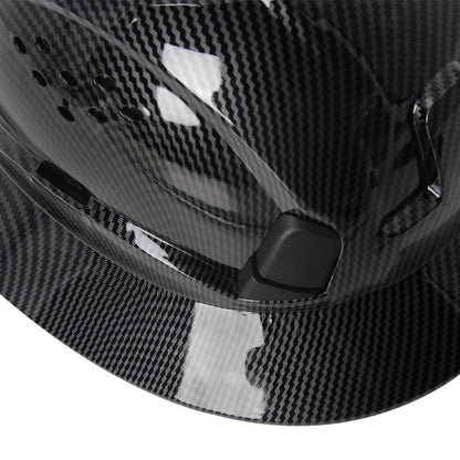 CE Carbon Fiber Full Brim Hard Hat w/ Built In Goggle Triangle Face Towel Construction Engineer  Safety Helmet ABS Safety Cap