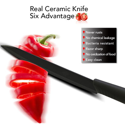 Ceramic Knives Set for Kitchen 3 4 5 6inch Chef Knife Anti-slip Handle Rustproof Blade Fruit Vegetable Slicer Paring Cook Cutter