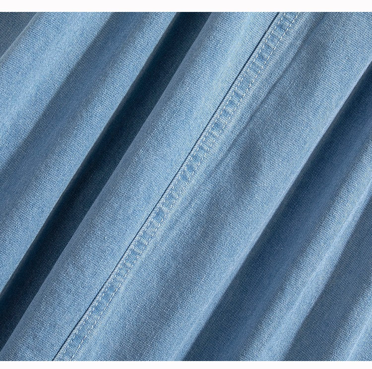 Plus Size Denim Skirt Women Summer 2025 New Korean Style High Waist A Line Pleated Long Jean Skirt Casual Women Maxi Skirt