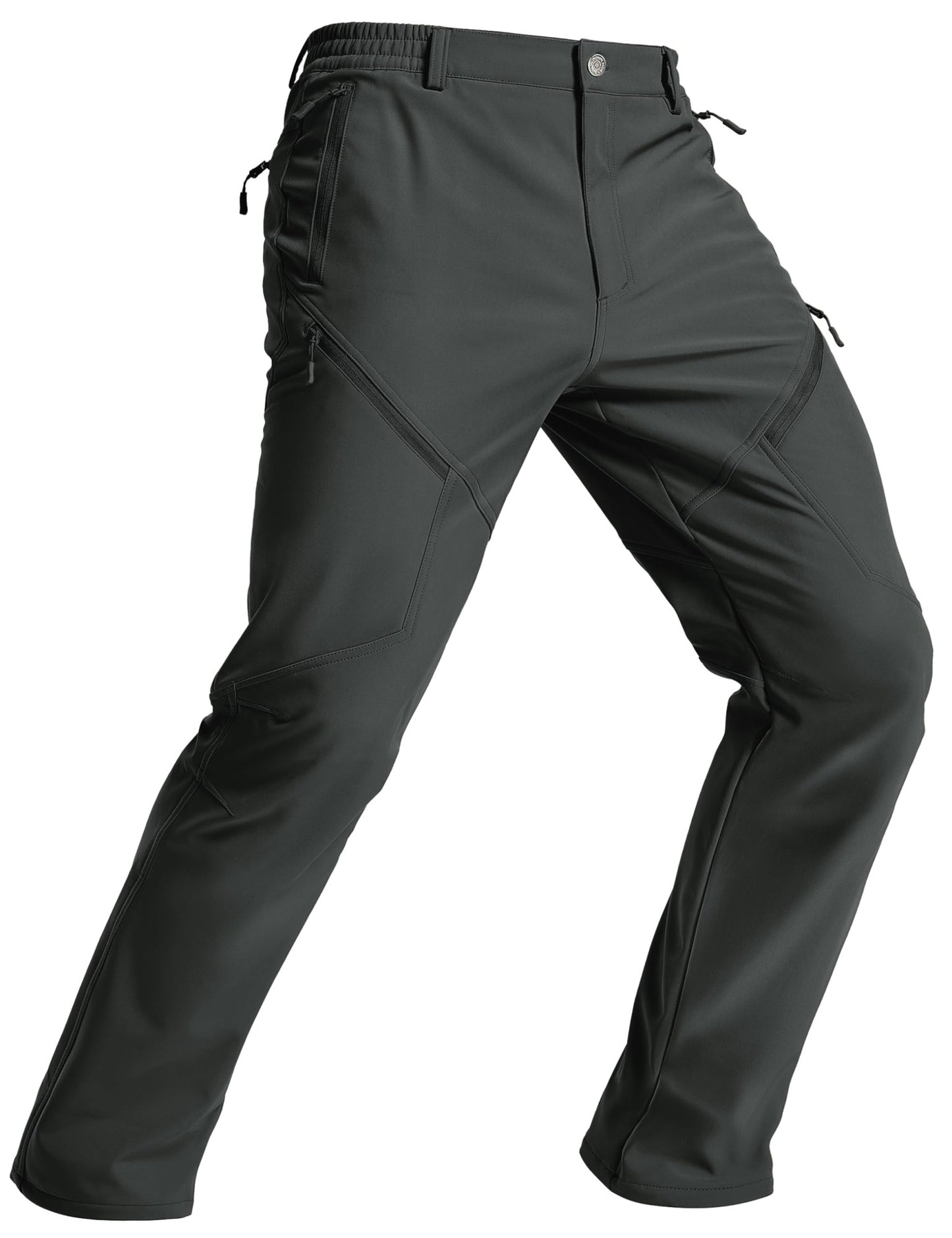Calça Masculina de Inverno para Caminhada TACVASEN Forrada com Fleece, Impermeável, Softshell, para Esqui na Neve, Isolada, Cargo de Trabalho com 6 Bolsos com Zíper