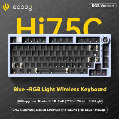 Leobog Hi75C Hi75 Hi75C Pro Kit de Teclado Mecânico Customizado de Alumínio Sem Fio para Jogos Bluetooth 2.4G Teclado Gamer com Hotswap com Fio