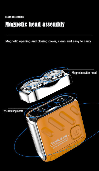 Mini Shaver On-The-Go, Portable Electric Shaver for Men, Dry Shave, USB-C?IPX7 Waterproof Easy Cleaning, Battery Indicator