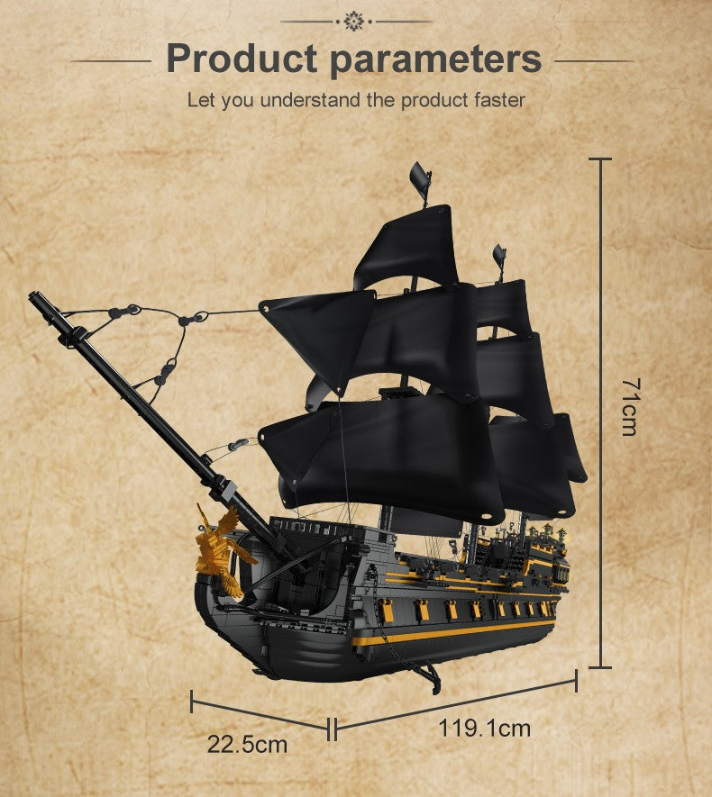 Mould King 13186 Pirate Ship Toys The Big Black Pearl Building Block Assembly Pirate Ship Brick Set Kids Christmas Gift