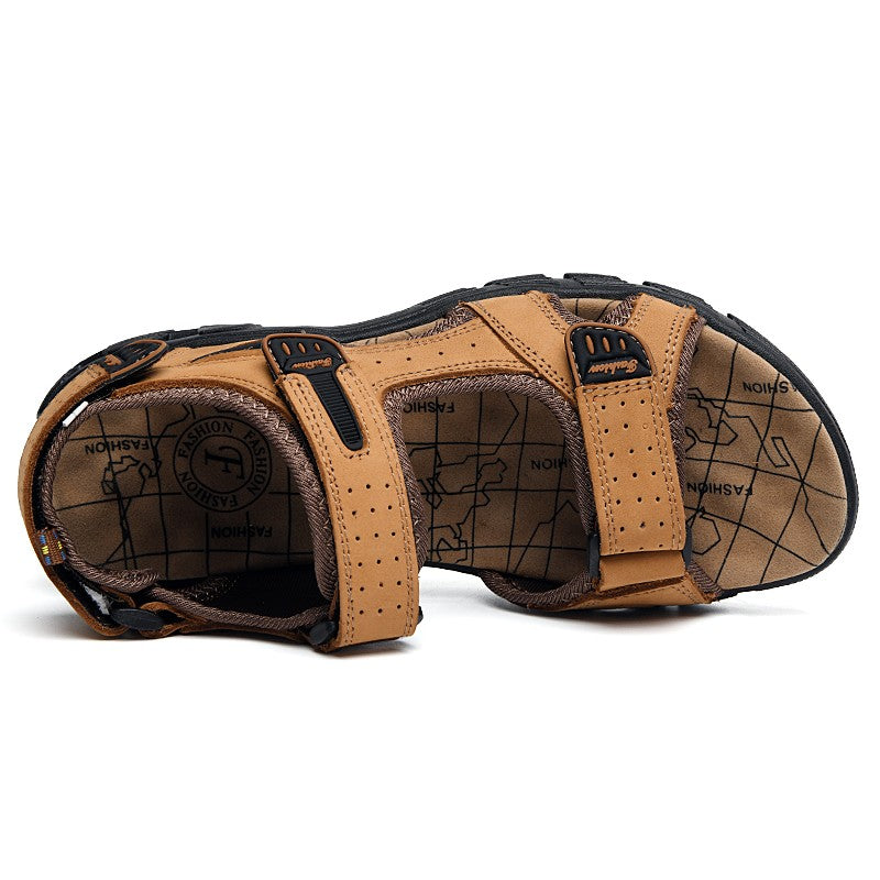 Brand Classic Mens Sandals Summer Genuine Leather Sandals Men Outdoor Casual Lightweight Sandal Fashion Men Sneakers Size 38-46