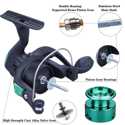 Vara de Pesca Telescópica de Fibra de Carbono de 1,8 m e 2,1 m, Conjunto de Vara e Carretilha com Linha e Isca, Carretilha de Spinning 5.2:1BB para Água Salgada e Doce