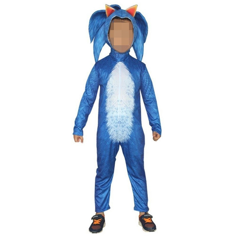 Flash Hedgehog Cosplay Costume Halloween Carnival Party Funny Jumpsuit Including Mask Suitable For Height 100-150cm