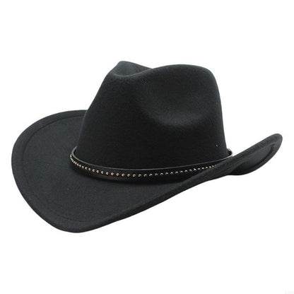 L5YA Elegant Homburg Hat with Unique Ethnic Band Flat Wide Brimmed Hat Surprise Gifts Headwear for Vacation Photo Props