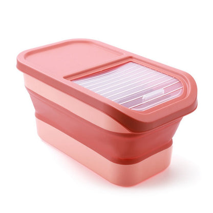 Recipiente Dobrável para Ração de Cães e Gatos de 6/15 Litros, Caixa para Ração Seca de Gatos com Tampas, Recipientes Herméticos para Armazenamento de Grãos e Arroz de Cozinha