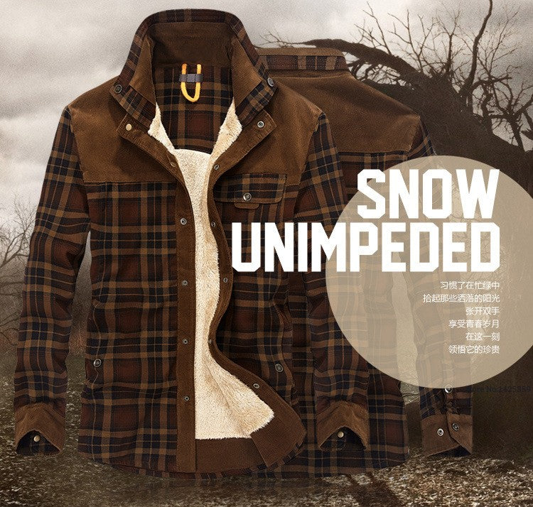 Brand Shirt Men Casual Shirts Wool Fleece Thick Warm Shirts for Men Handwork Plaid Shirt Men Camisa Denim Hombre Size M-4XL