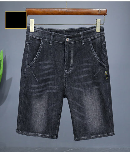 Men's Straight Casual Denim Shorts Simple Solid Color Slim Jeans Comfortable Breathable Bermuda Short Pants Summer