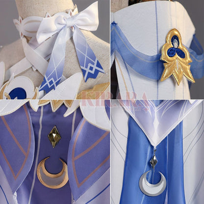 Game Impact Damselette Columbina Cosplay Costume Wig Hair for Women Cosplay Halloween Fatui Role Play Party Dress Outfits