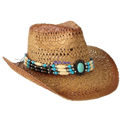 F3MF Fashionable Handwoven Straw Hat Roll Brims Sunproof Panama Hat for Women Bohemian Hat for Vacation and Everyday Wear