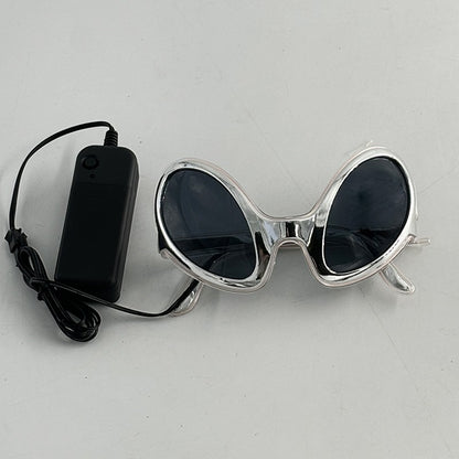 Led Glasses NightClub Masquerade Concert Club Neon Accessories Cool Vogue Flashing LED Futuristic Glasses Men Metal Cool Glasses