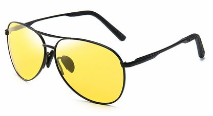 Óculos de Sol Polarizados Masculinos com Armação de Metal para Aviação Cores Variadas Óculos de Sol Masculino Piloto Visão Noturna e Diurna para Dirigir