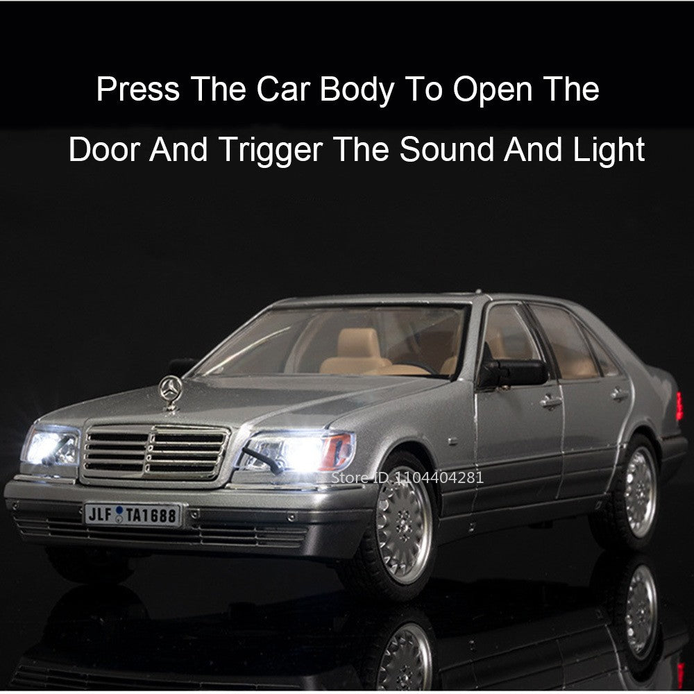 1:24 W140 300SL Toys Alloy Miniature Car Diecast Model Doors Opened Sound Light Pull Abck Rubber Tires Vehice Kid Christmas Gift