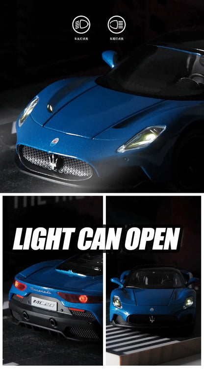 1:32 Maserati MC20 Coupé Liga Esporte Carro Fundido Miniatura Metal Carro Simulação Som e Luz Carro Brinquedo Para Meninos Velozes e Furiosos