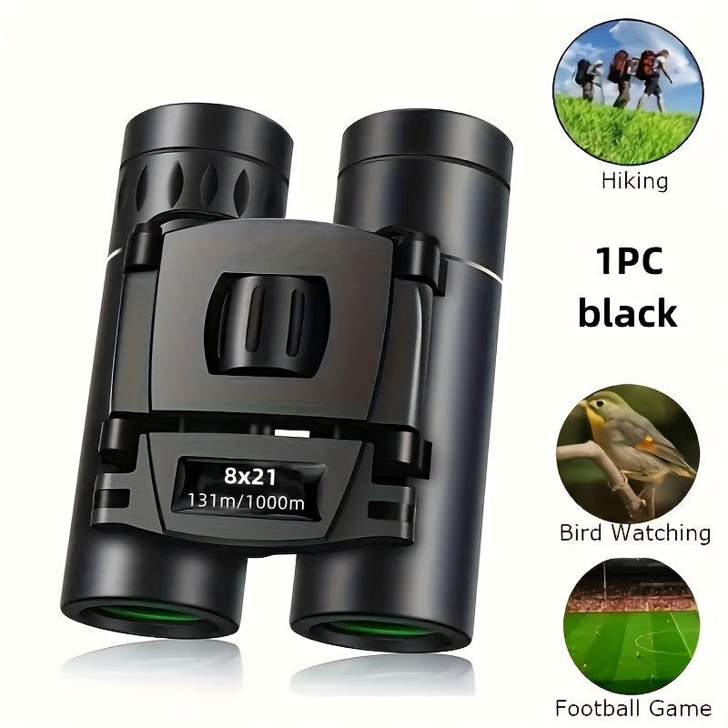 1 unidade Binóculos HD Zoom, Telescópio de Longo Alcance 8X21 com Design Dobrável Compacto para Turismo e Acampamento ao Ar Livre