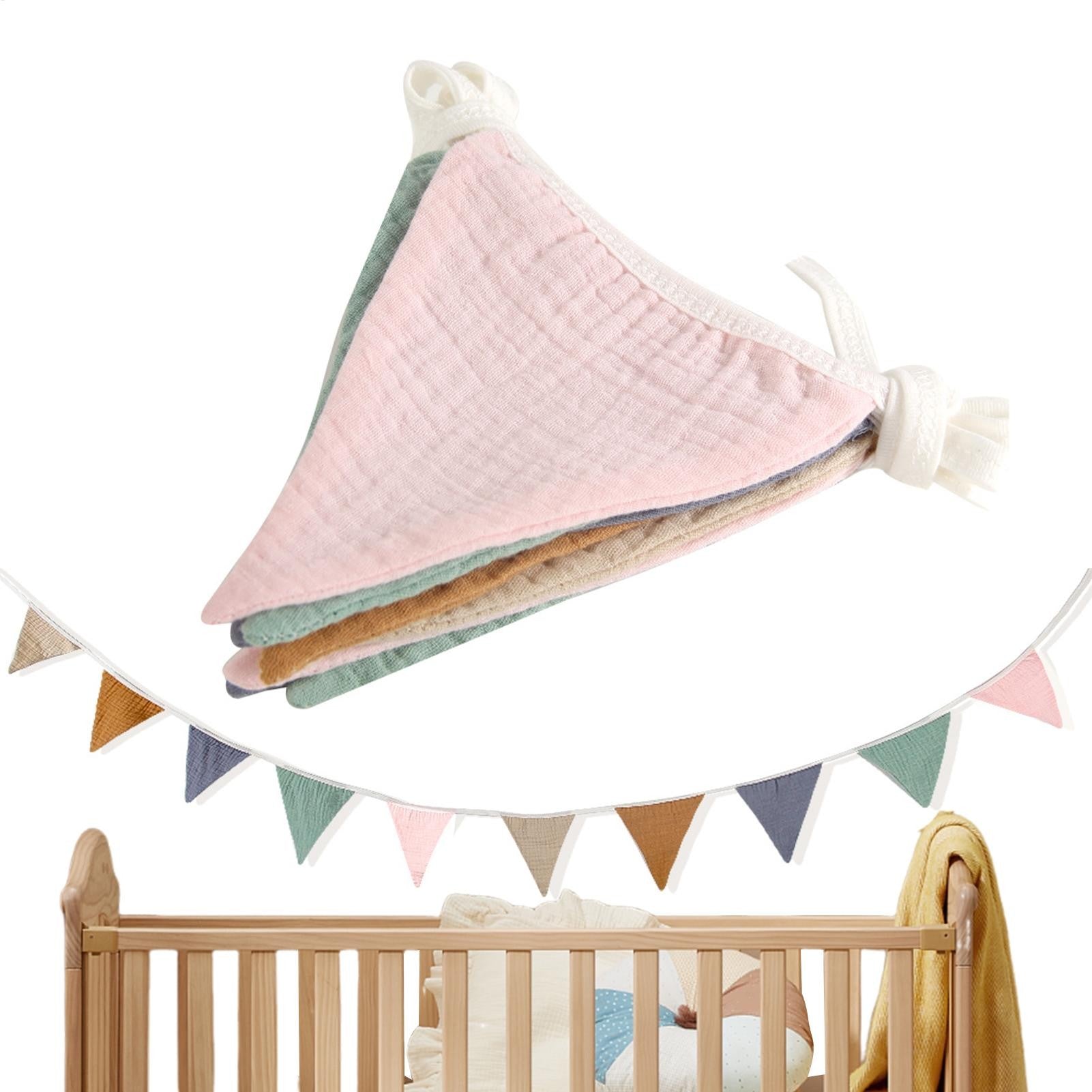 Pennant Banner Flags Nursery Bunting Banner Flags Washable Cotton Fabric Triangle Pennant Garlands for Living Room and Bedroom