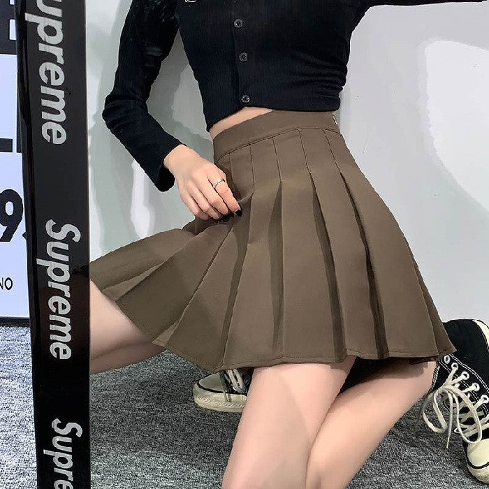 Women Pleated Skirt High Waist A-Line Mini Skirt School Girl JK Uniform Skirt Skater Skirt Tennis Skirt White Plus Size