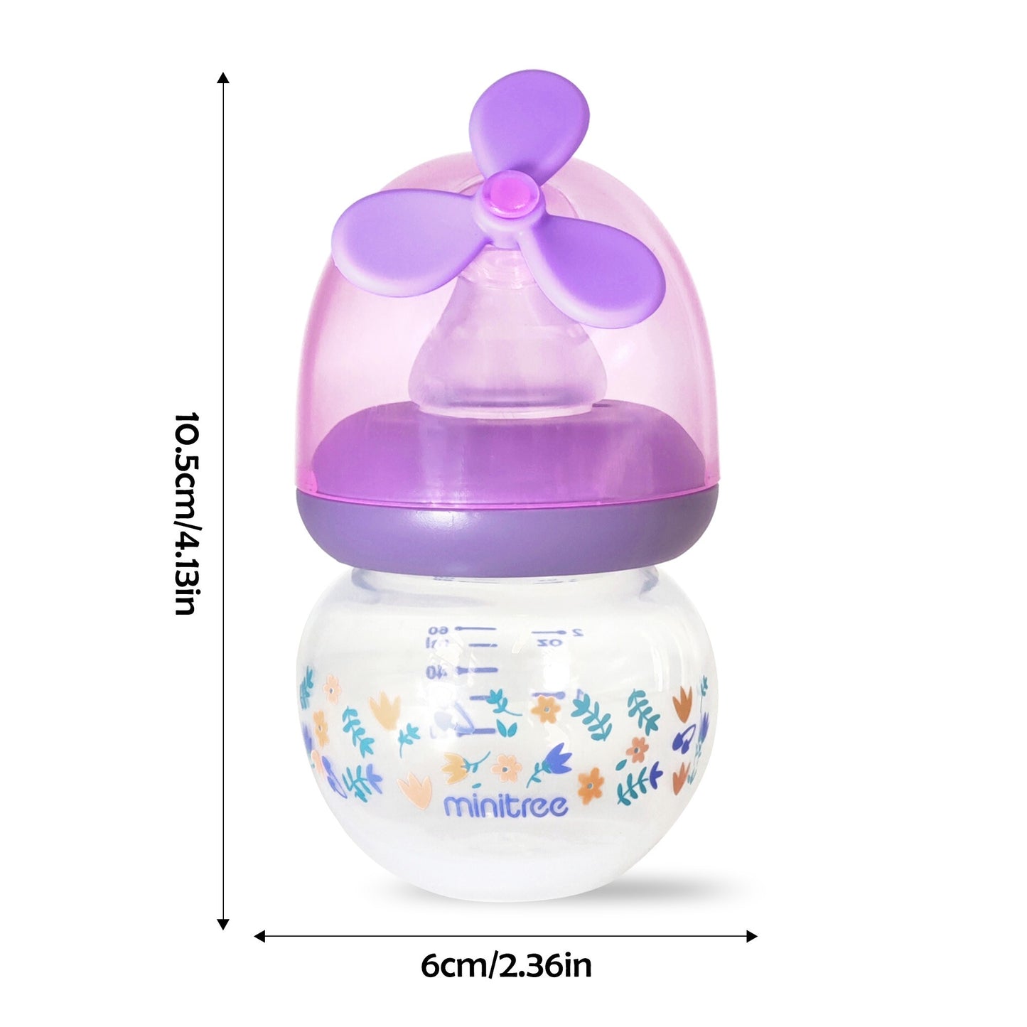 60ML mini baby bottle with windmill design, made of PP material